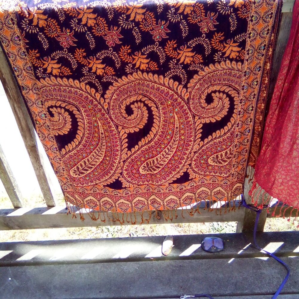 Handmade beaded and sequins scarf